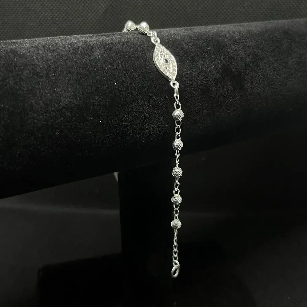 pulsera con diseño de ojo con piedrita color azul - plata 925 - 7 Inch